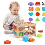 CUBO MULTIFUNCIONAL DE ENCAJE CON LIGAS DE MADERA