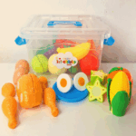 FRUTAS Y VERDURAS PARA CORTAR Y PELAR  EN CAJA ORGANIZADORA