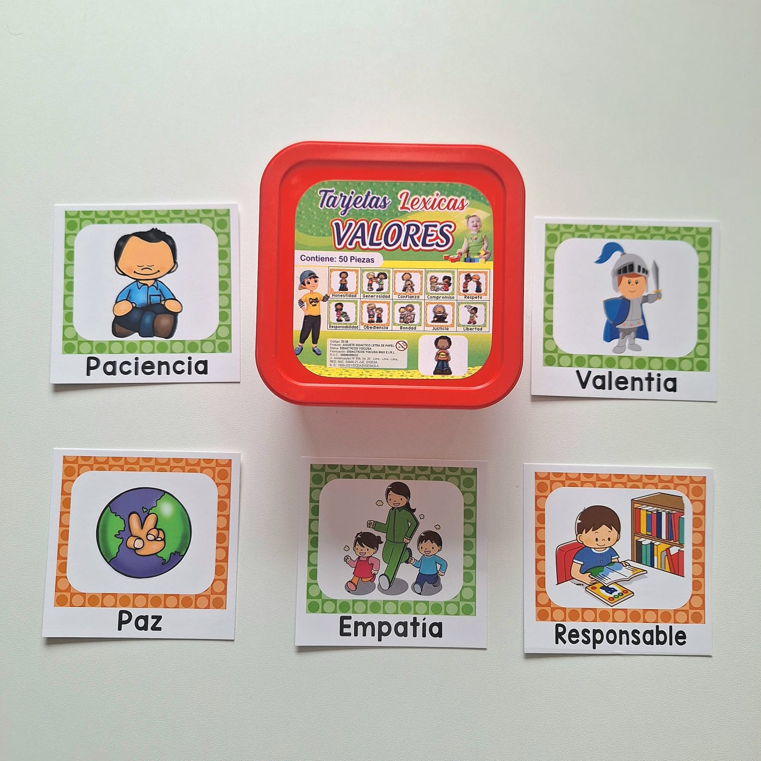TAR 7 TARJETAS LÉXICAS VALORES EN TAPER - Imagen 1