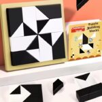 MOSAICO 3D DE MADERA EN BLANCO Y NEGRO
