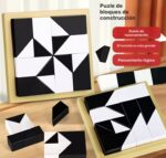 MOSAICO 3D DE MADERA EN BLANCO Y NEGRO - Imagen 3