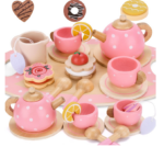SET DE MADERA HORA DEL TÉ ROSADO
