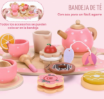 SET DE MADERA HORA DEL TÉ ROSADO - Imagen 4
