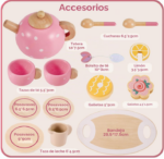 SET DE MADERA HORA DEL TÉ ROSADO - Imagen 4
