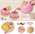 SET DE MADERA HORA DEL TÉ ROSADO - Imagen 3