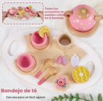 SET DE MADERA HORA DEL TÉ ROSADO - Imagen 2