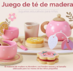 SET DE MADERA HORA DEL TÉ ROSADO - Imagen 5